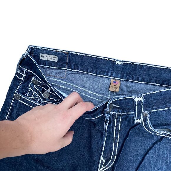 True Religion Jeans Size 38 RICKY BIG STITCH Blue - Picture 2 of 5